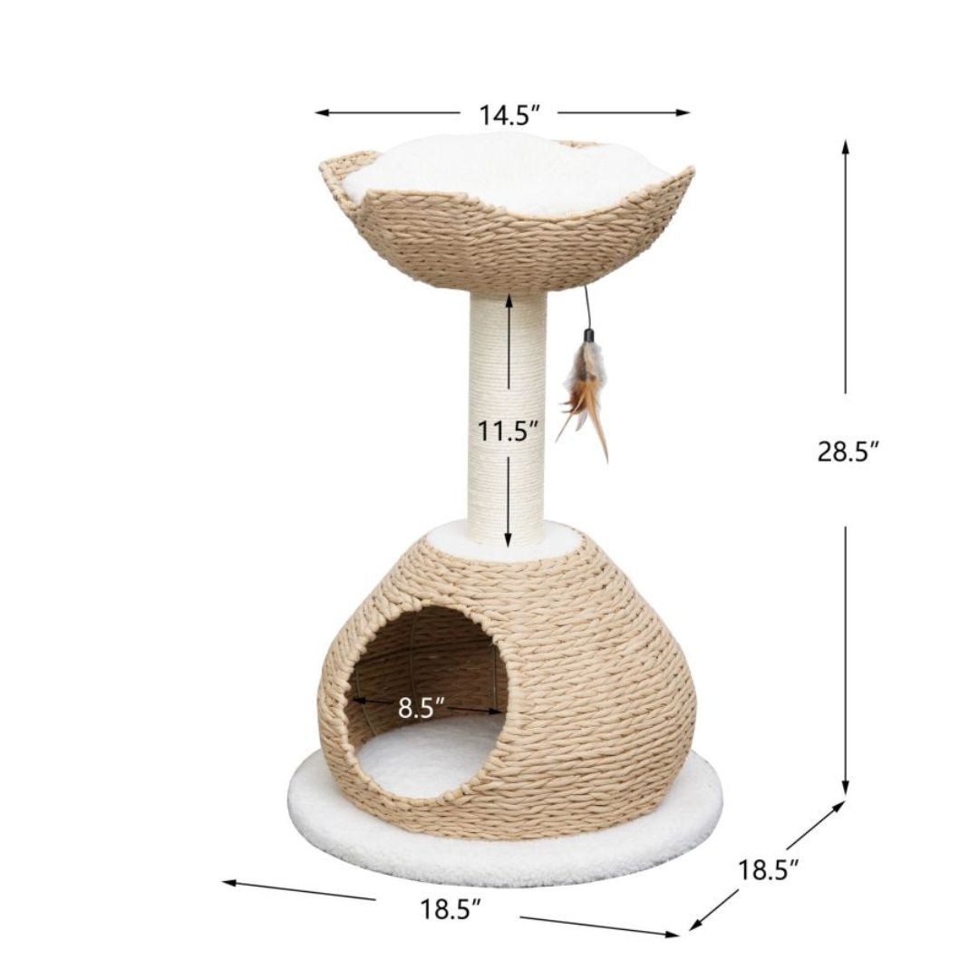 PetPals Walk Up 2 - Level Cat Tree Beige & Cream 29.5 in - Pets Perfect