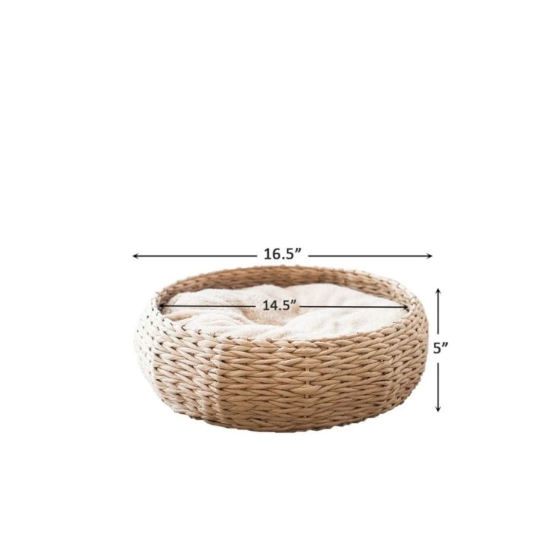 PetPals Buttercup Cozy Nest Hand Woven Pet Bed Beige & Cream 16 in - Pets Perfect
