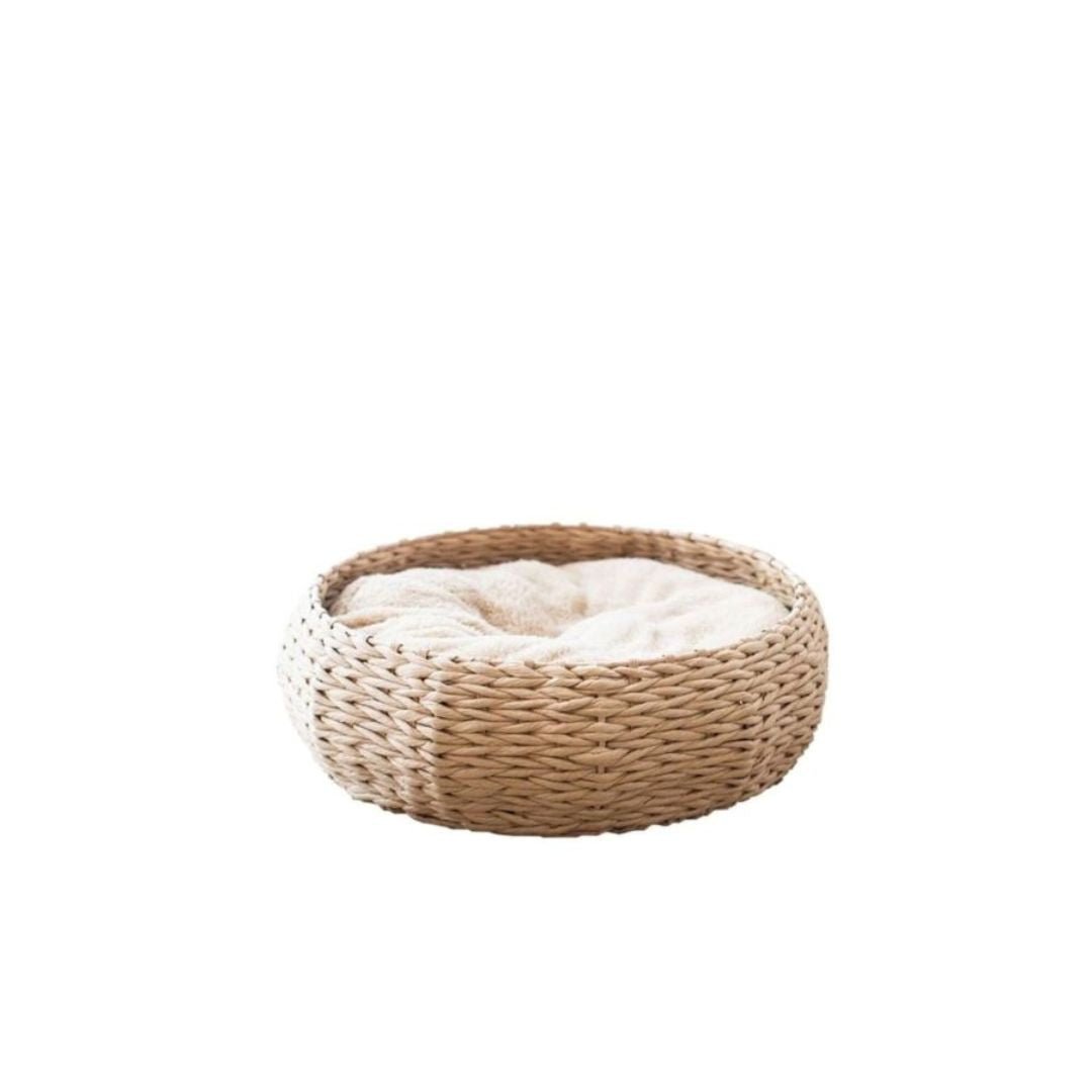 PetPals Buttercup Cozy Nest Hand Woven Pet Bed Beige & Cream 16 in - Pets Perfect