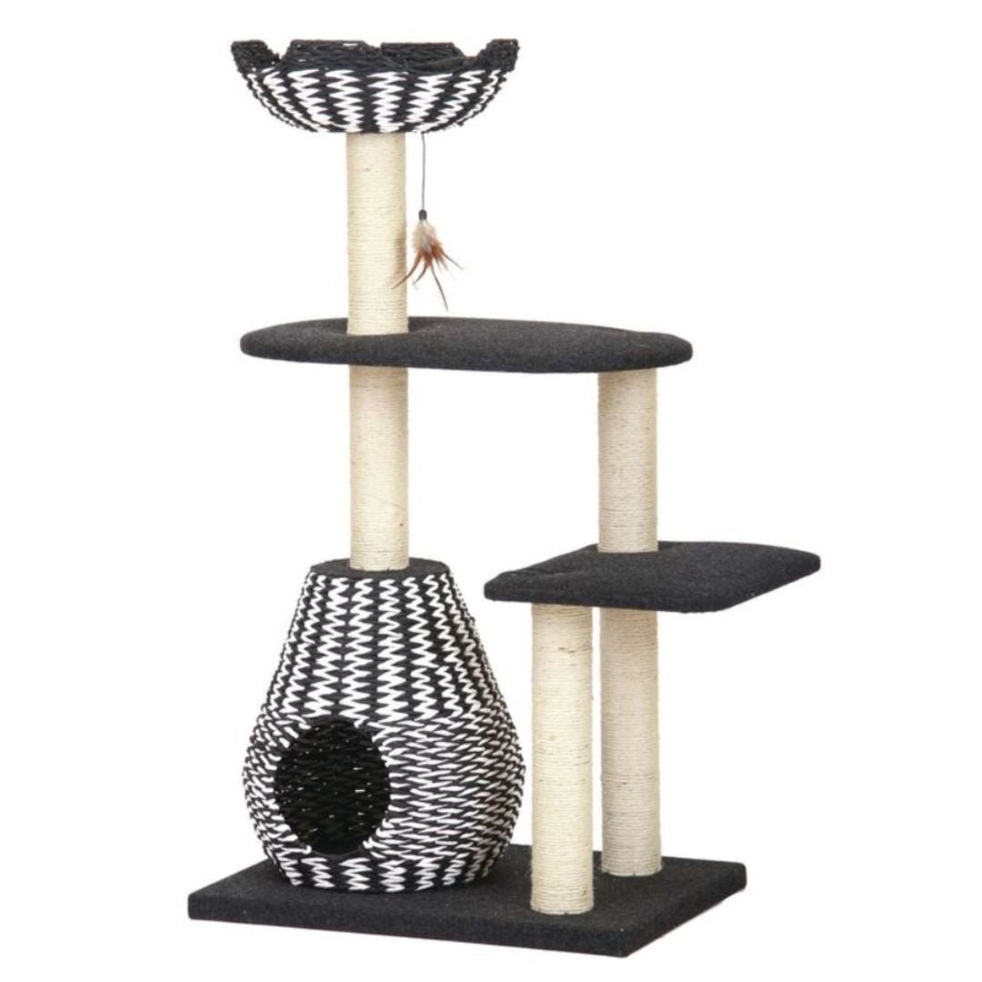 PetPals Ace Cat Tree Black & Tan 49 in - Pets Perfect
