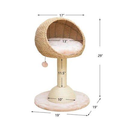 PetPals Lookout Cat Perch Beige & Cream 29 in - Pets Perfect