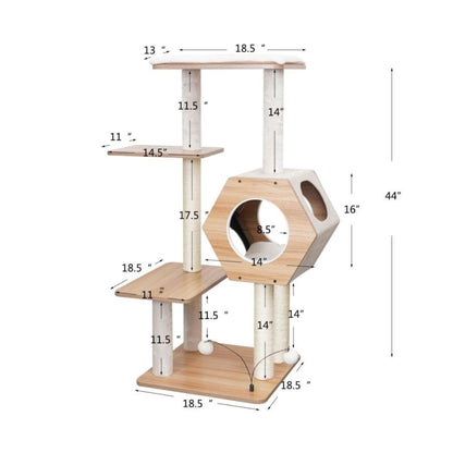 PetPals Wagon Style 4 - Level Cat Tree Ivory 44 in - Pets Perfect