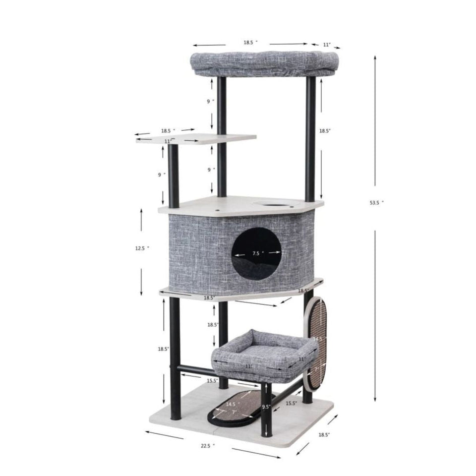 PetPals Grayson Industrial Style Cat Tree
Grey 61 in