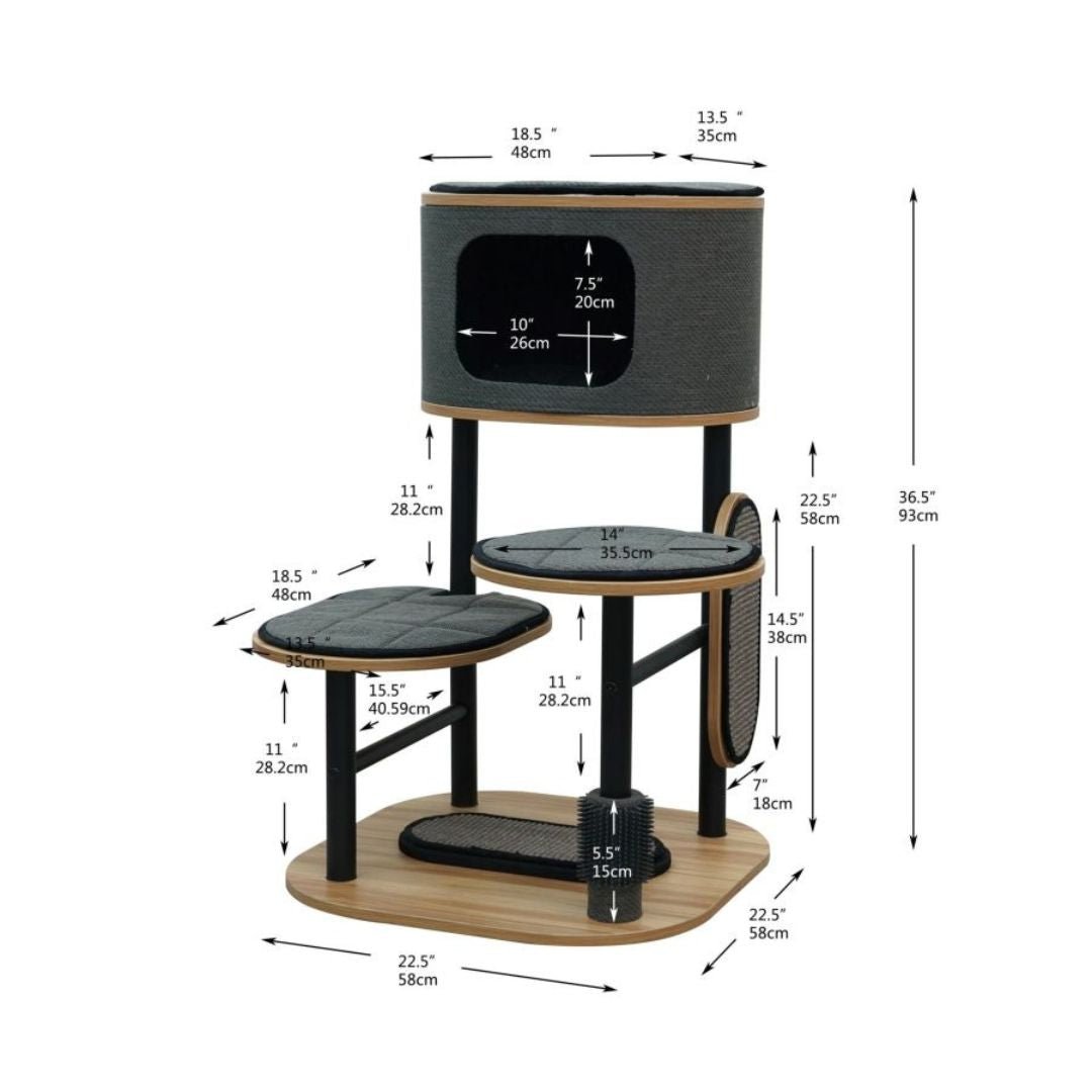 PetPals Starbz Industrial Style Cat Tree Charcoal 37 in - Pets Perfect