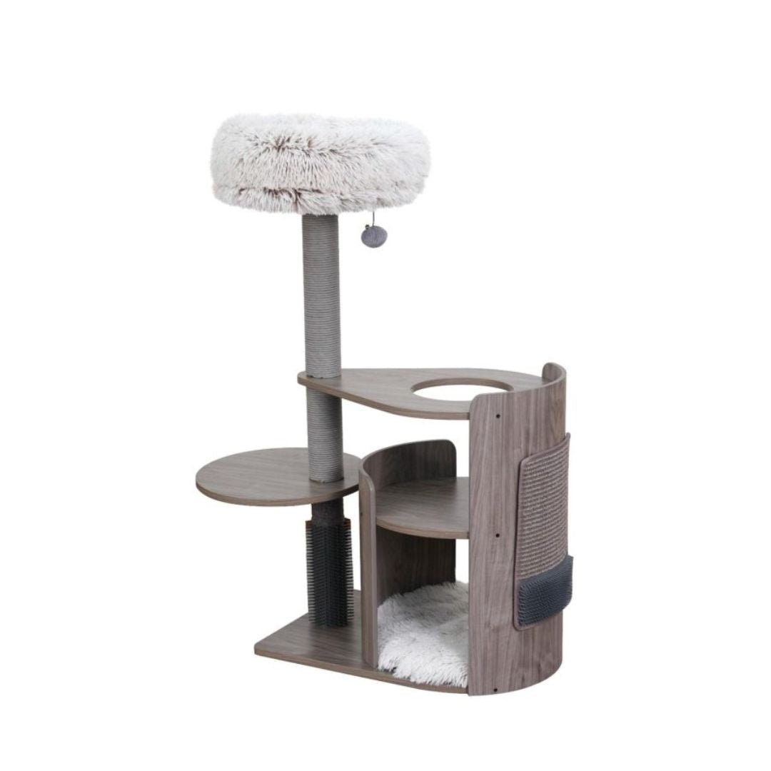 PetPals Cullen Mid - Century Modern Cat Tree Brown & Cream 40 in - Pets Perfect