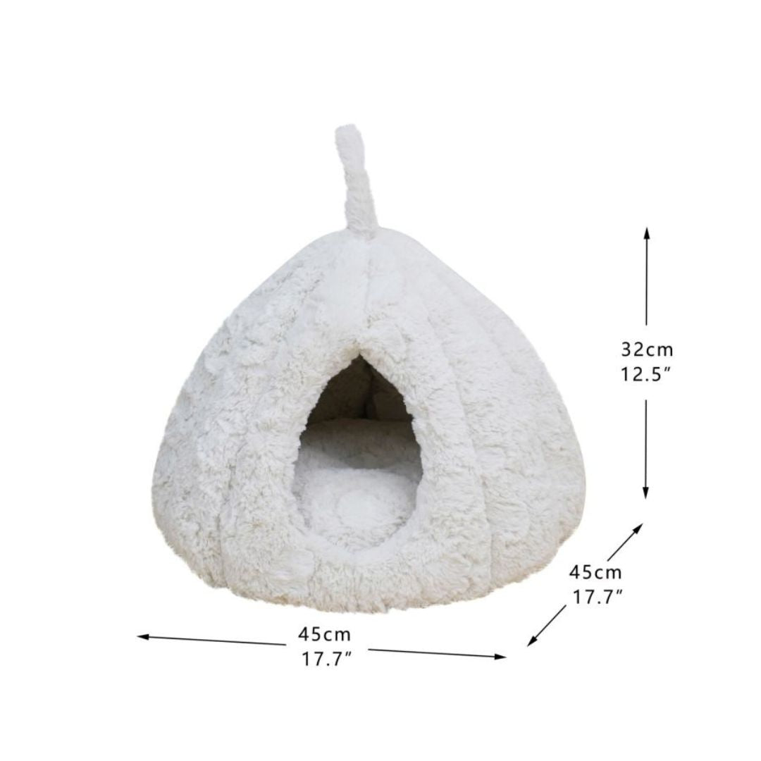 PetPals Rose Hut Pet Bed Ivory 17.7 in - Pets Perfect