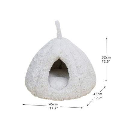 PetPals Rose Hut Pet Bed Ivory 17.7 in - Pets Perfect