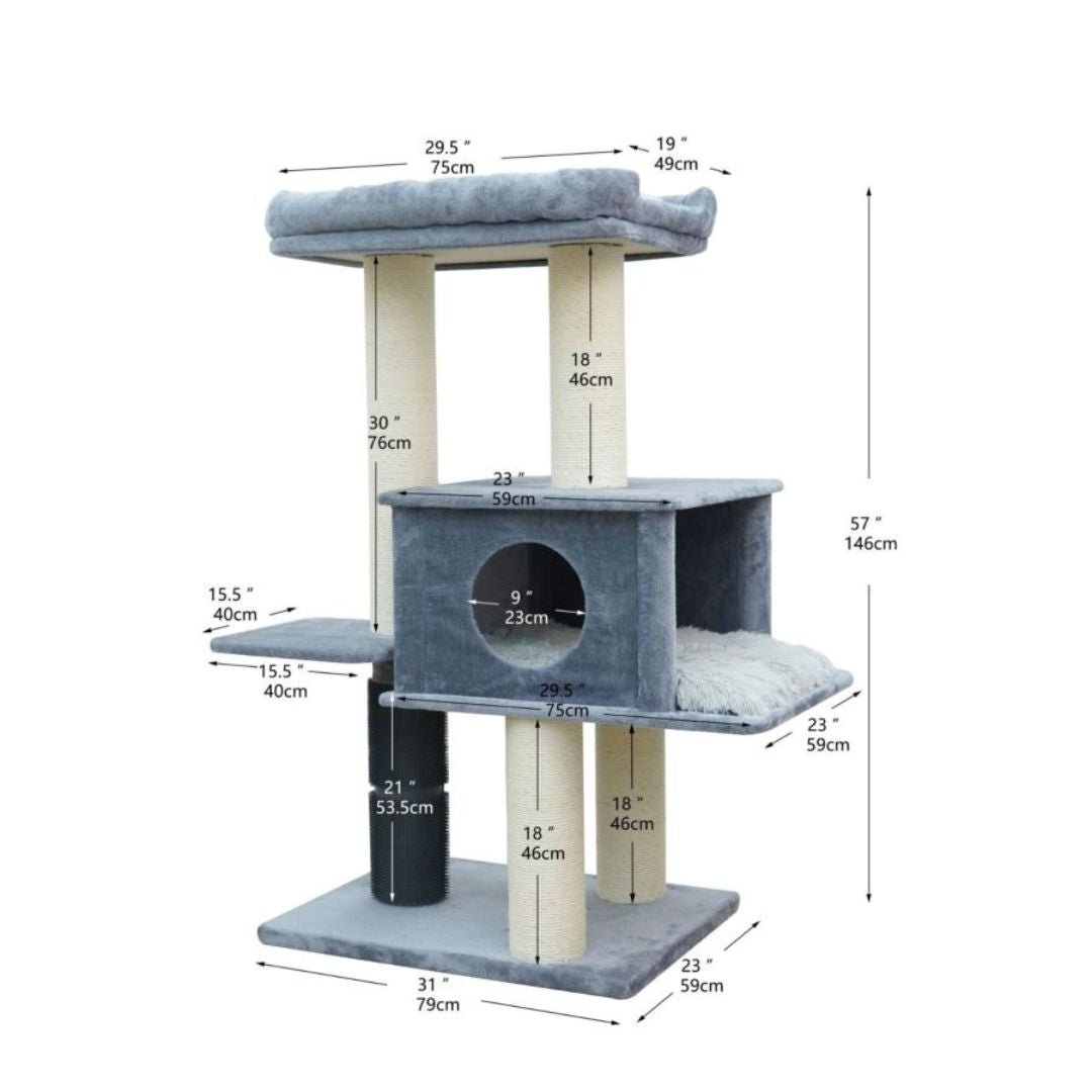 PetPals Lulu Cat Tree Blue 57 in, XL - Pets Perfect
