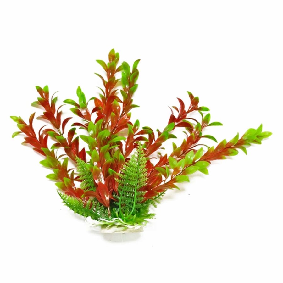 AquaTop Hygro Aquarium Plant with Weighted Base, Green, Red, 6 in