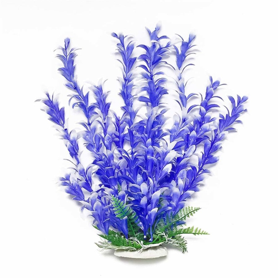 AquaTop Bacopa Aquarium Plant with Weighted Base, Blue, White, 9 in