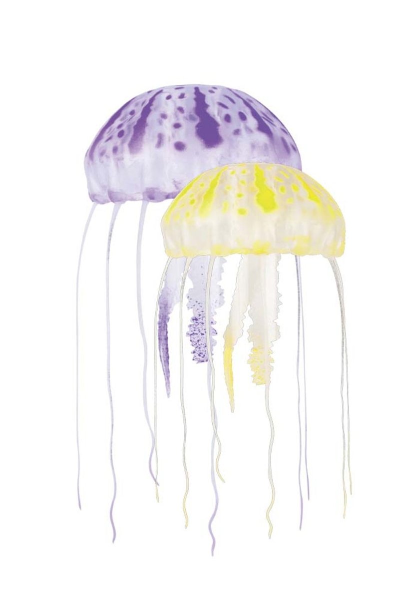 Aquatop Floating Jellyfish Aquarium Ornament Purple/Yellow, 1ea/2 In 3 in, 2 pk - Pets Perfect
