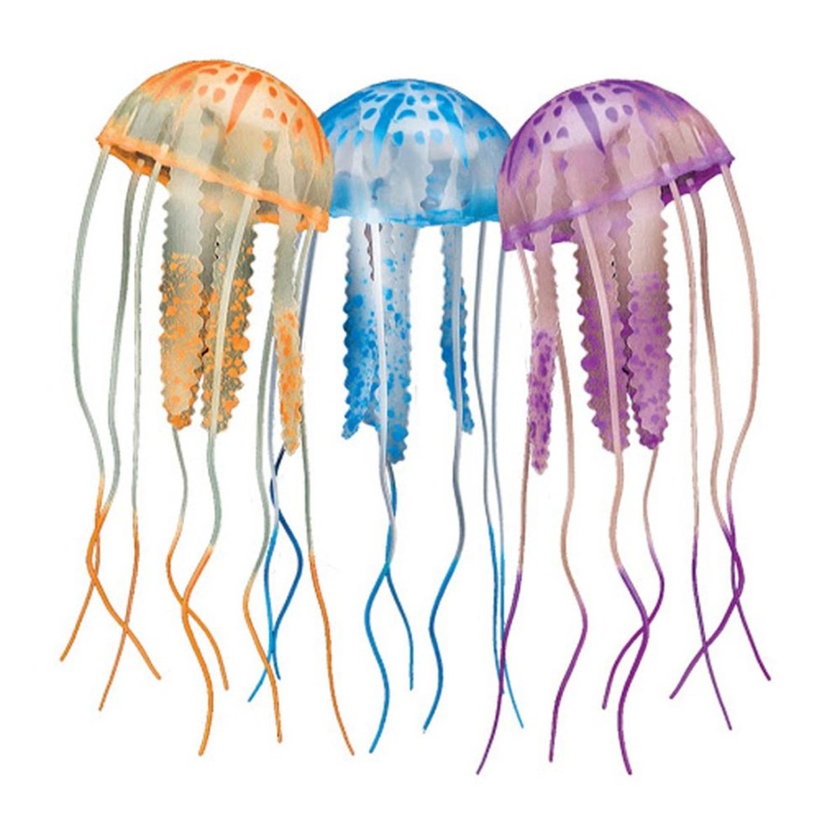 Aquatop Floating Jellyfish Aquarium Ornament Orange/Blue/Violet 2 in 3 Pack - Pets Perfect