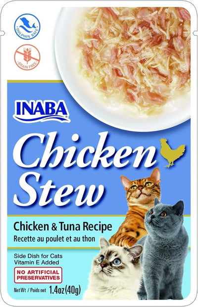 Inaba Chicken Stew Side Dish for Cats, Chicken and Tuna, 1.76 oz, 8 ct