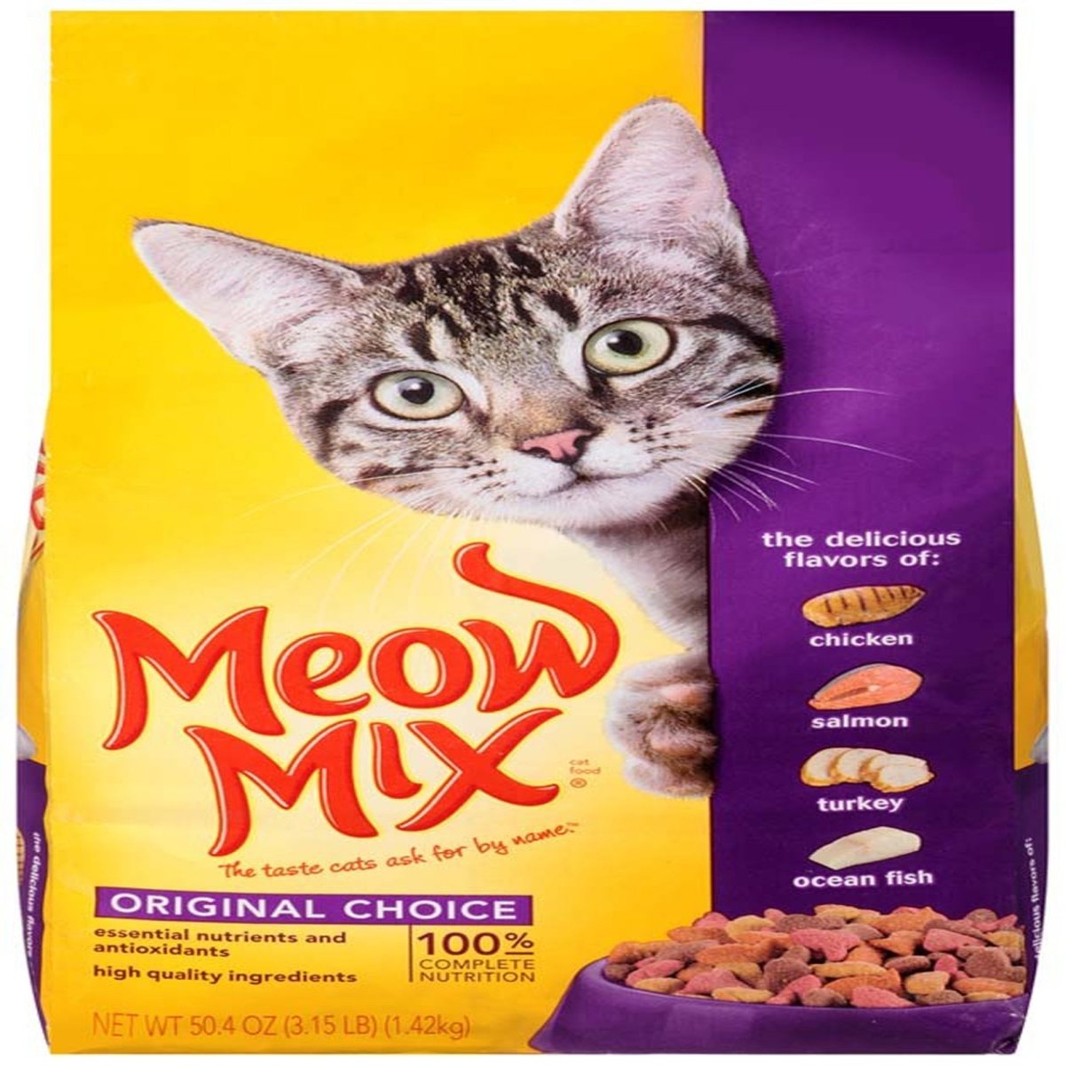 Meow - Mix Original Choice Dry Cat Food Chicken, Turkey, Salmon & Ocean Fish 3.15lb - Pets Perfect
