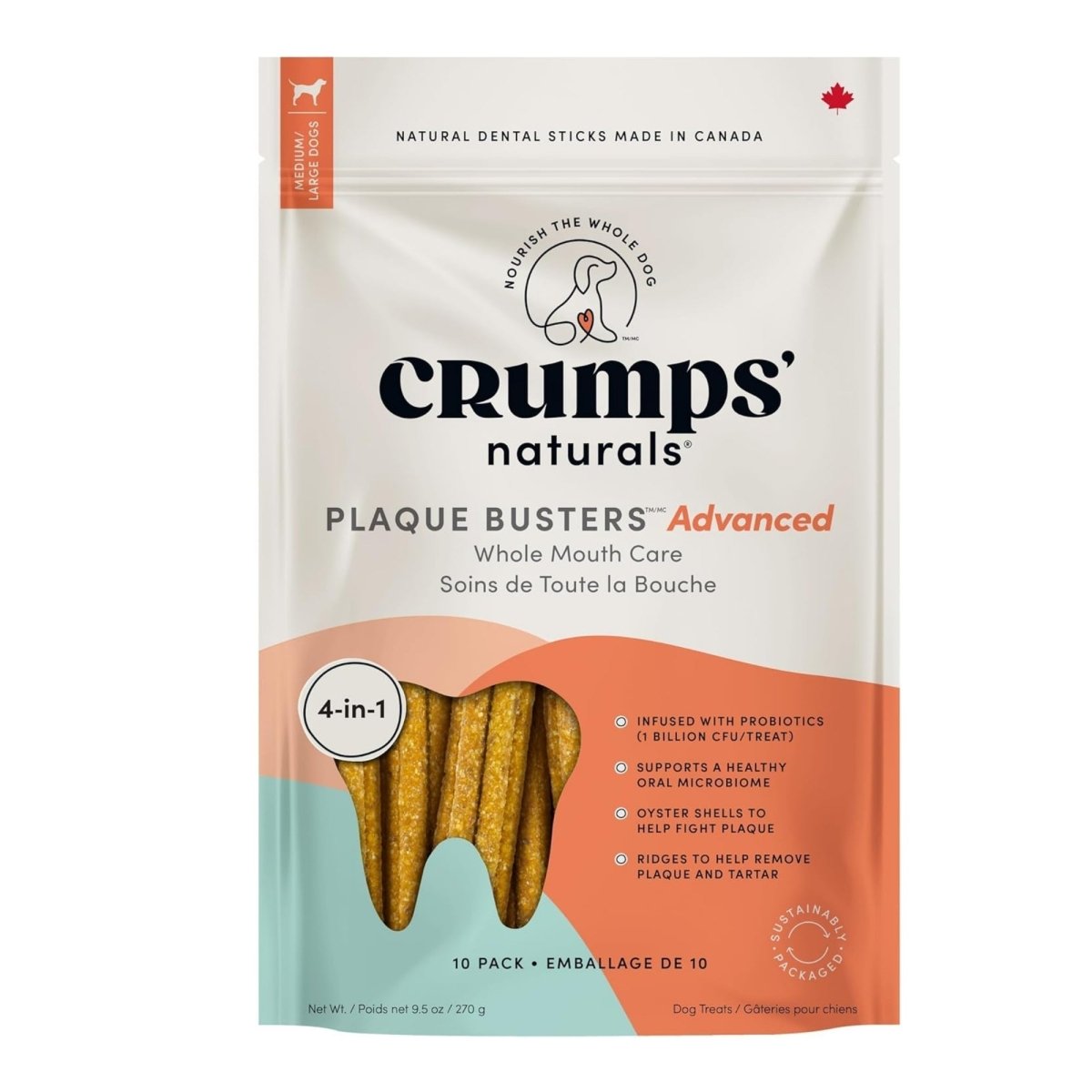 Crumps Naturals Dog 10Pk Plaque Busters Advanced Whole Mouthcare - Pets Perfect