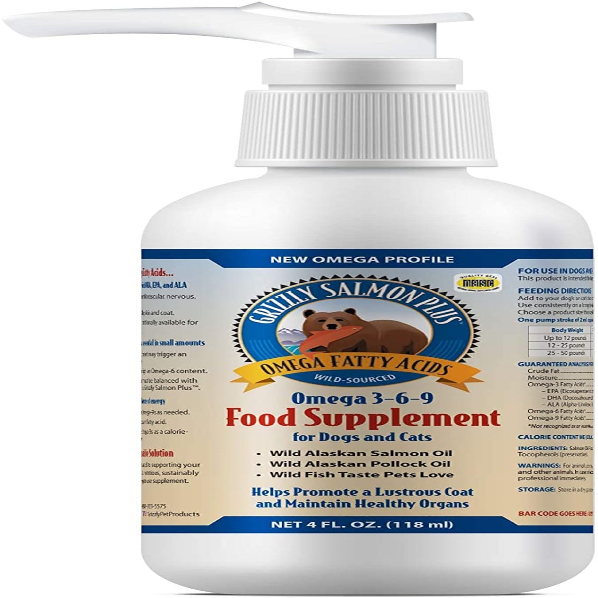 Grizzly Dog Cat Salmon Oil Plus 4oz. - Pets Perfect
