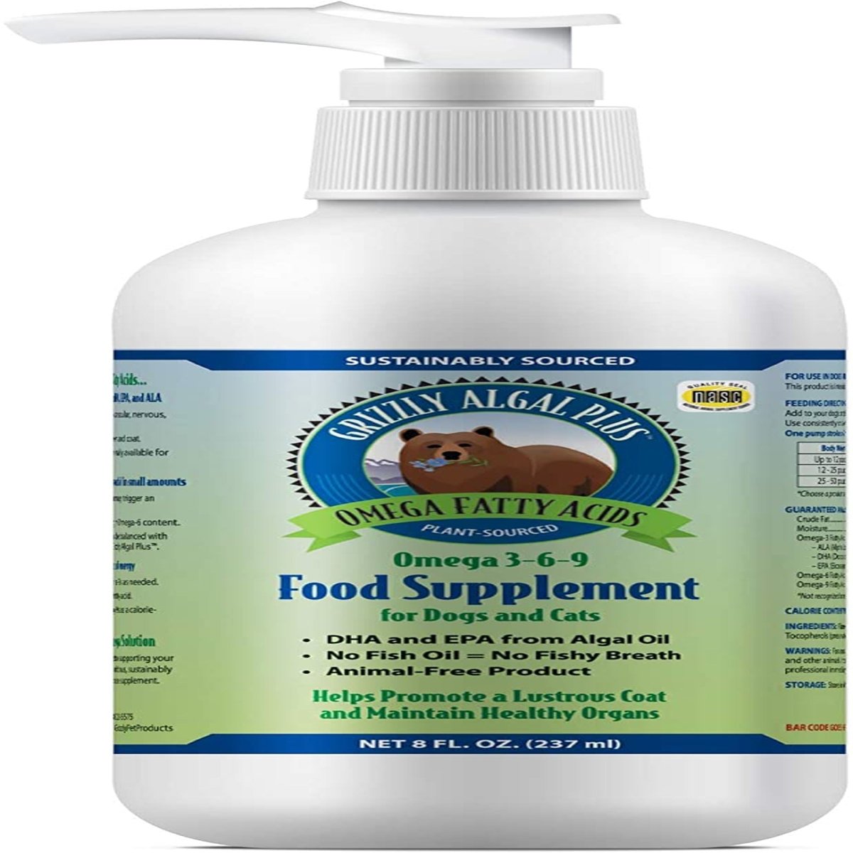 Grizzly Dog Cat Algal Oil Plus 8Oz. - Pets Perfect