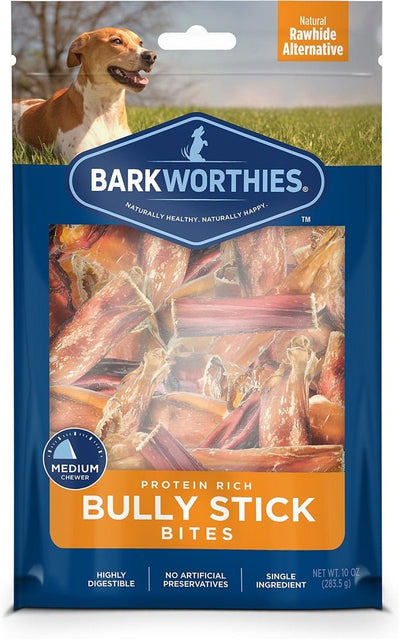 Barkworthies - Long-Lasting Bully Stick Bites Dog Treat, 16 oz Bag