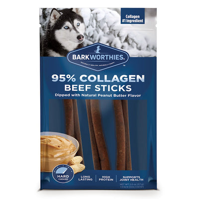 Barkworthies Collagen Stick Dipped in Peanut Butter Dog Treat 6 in, 15 ct