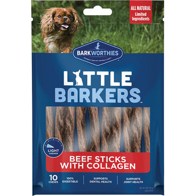 Barkworthies Little Barkers Beef Sticks with Collagen Dog Treat 10 ct