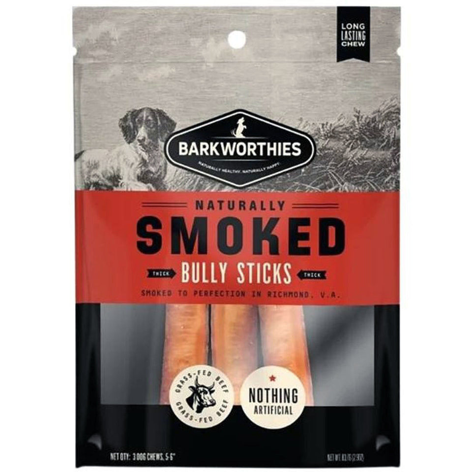Barkworthies Smoked Thick Bully Sticks Dog Treat Medium, 56 in, 3 ct
