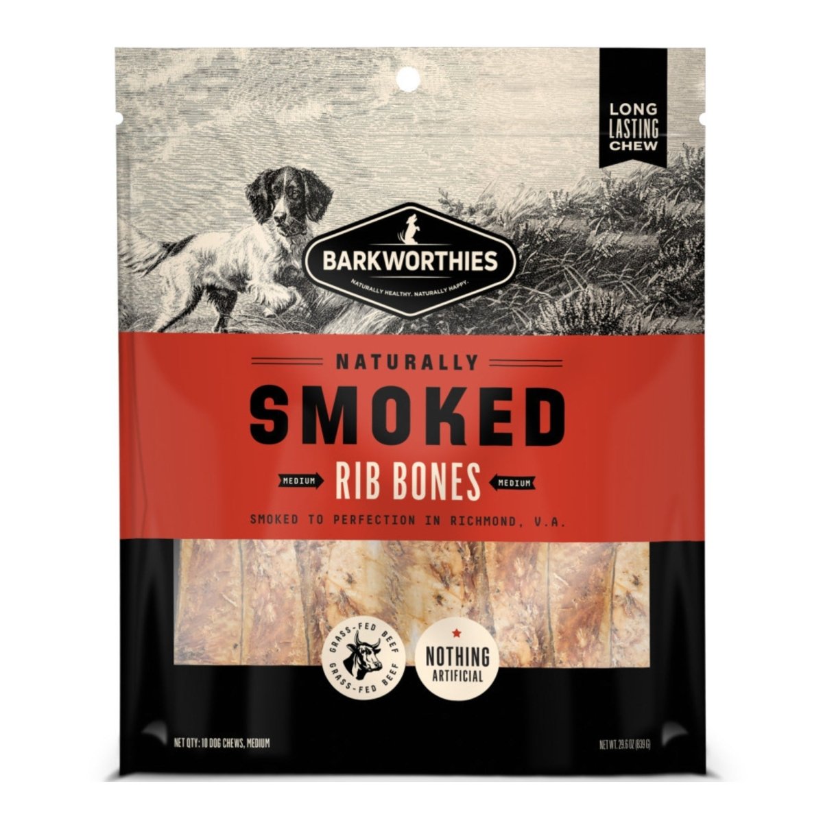 Barkworthies Smoked Rib Bones Dog Treat 1ea/MD/10 ct - Pets Perfect