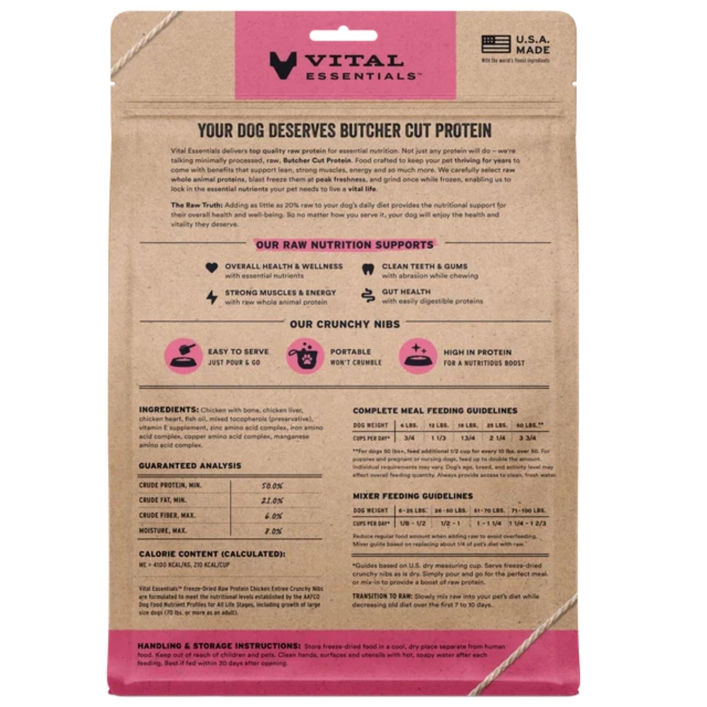 Vital Essentials Dog Freeze-Dried Raw GF Chicken Entree Nibs 14 oz, view 2