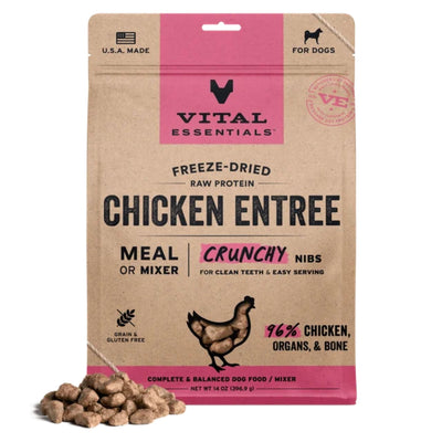 Vital Essentials Dog Freeze-Dried Raw Grain-Free Chicken Entree Nibs 14 oz