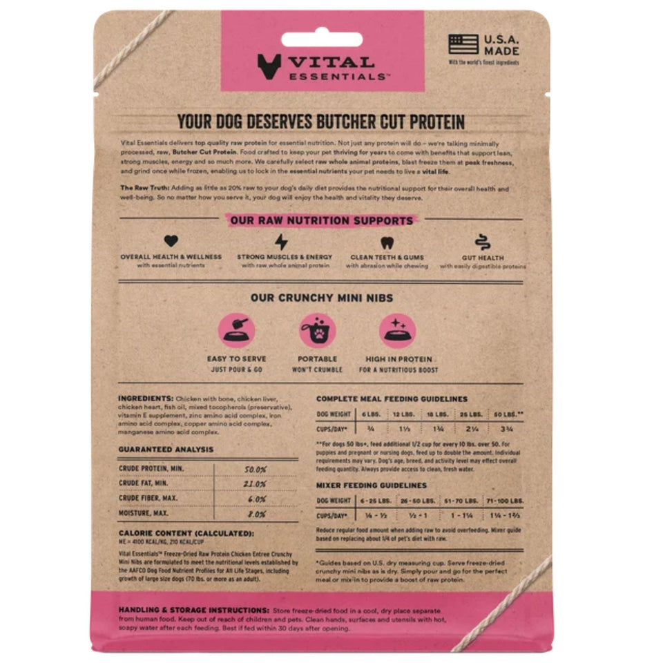 Vital Essentials Dog Freeze-Dried Raw Grain-Free Chicken Entree Mini Nibs, 5.5 oz