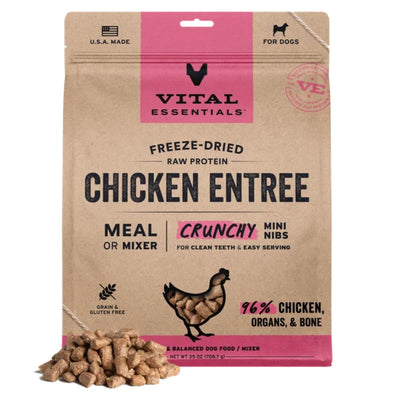 Vital Essentials Dog Freeze-Dried Raw Grain-Free Chicken Entree Mini Nibs, 25 oz