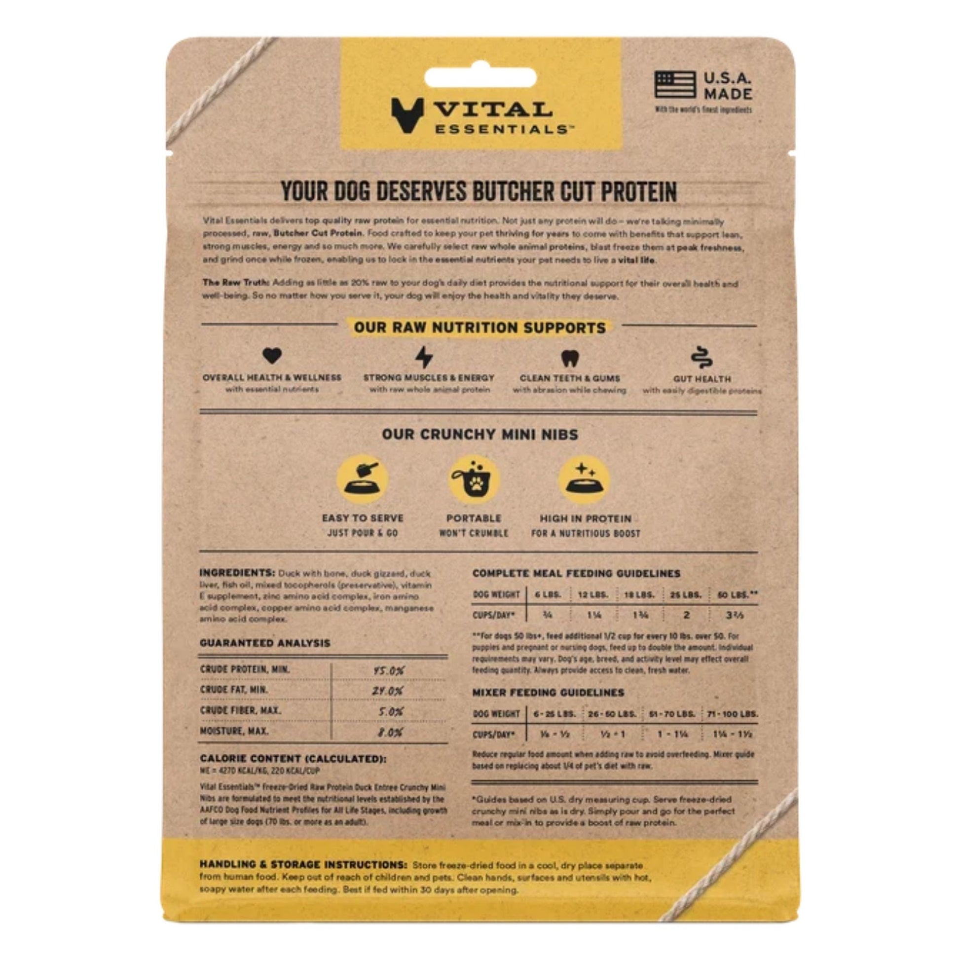 Vital Essentials Dog Freeze-Dried Mini Nibs Duck 5.5oz.