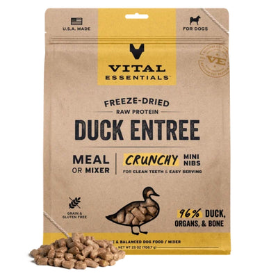 Vital Essentials Dog Freeze-Dried Raw Grain-Free Duck Entree Mini Nibs, 25 oz