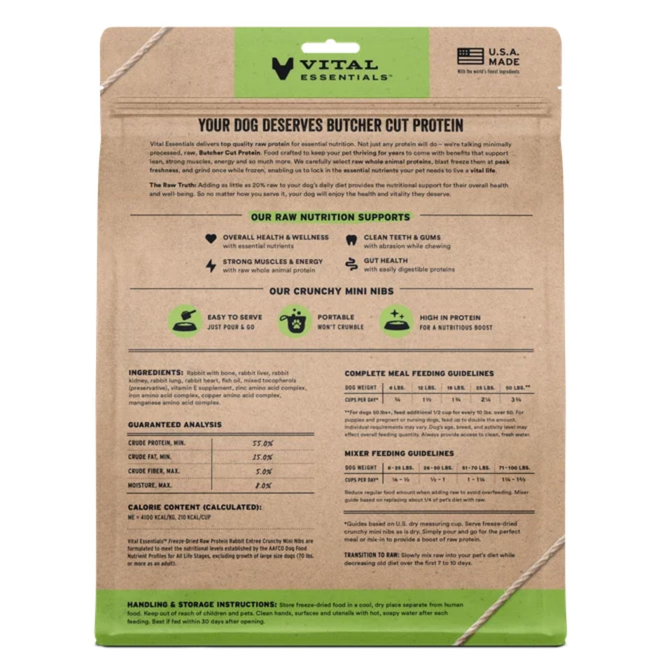 Vital Essentials Dog Freeze-Dried Mini Nibs Rabbit 25oz.