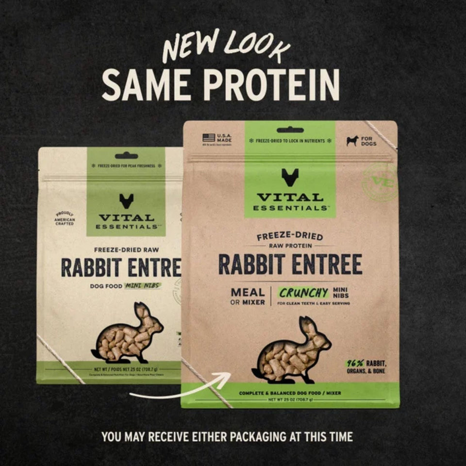 Vital Essentials Dog Freeze-Dried Mini Nibs Rabbit 25oz.