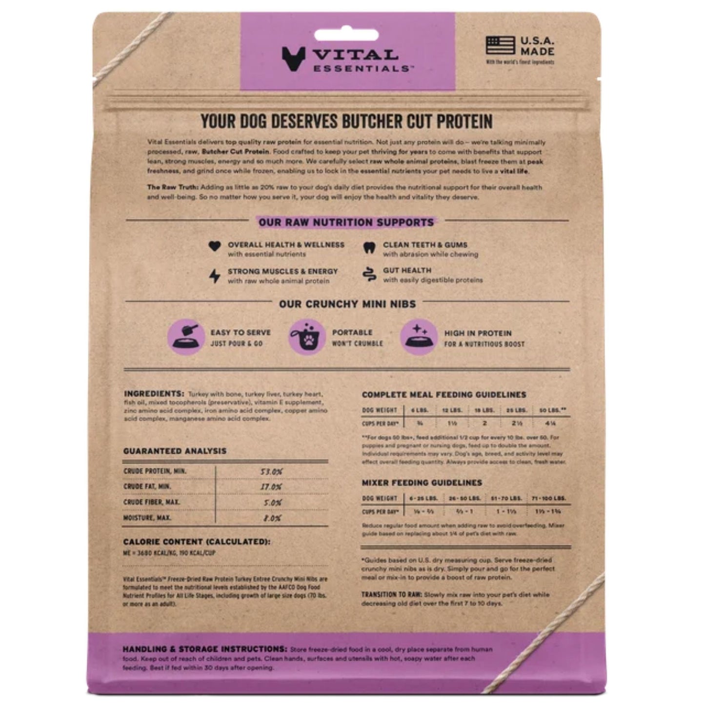 Vital Essentials Dog Freeze-Dried Mini Nibs Turkey, 5.5 oz, view 2