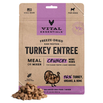 Vital Essentials Dog Freeze-Dried Raw Grain-Free Turkey Entree Mini Nibs, 5.5 oz