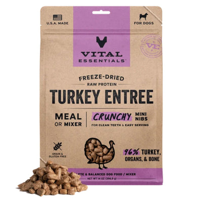 Vital Essentials Dog Freeze-Dried Raw Grain-Free Turkey Entree Mini Nibs, 14 oz
