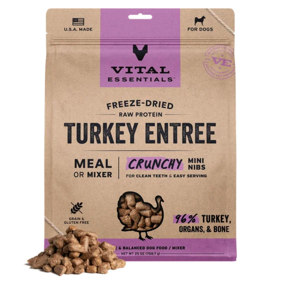Vital Essentials Dog Freeze-Dried Mini Nibs Turkey 25oz.
