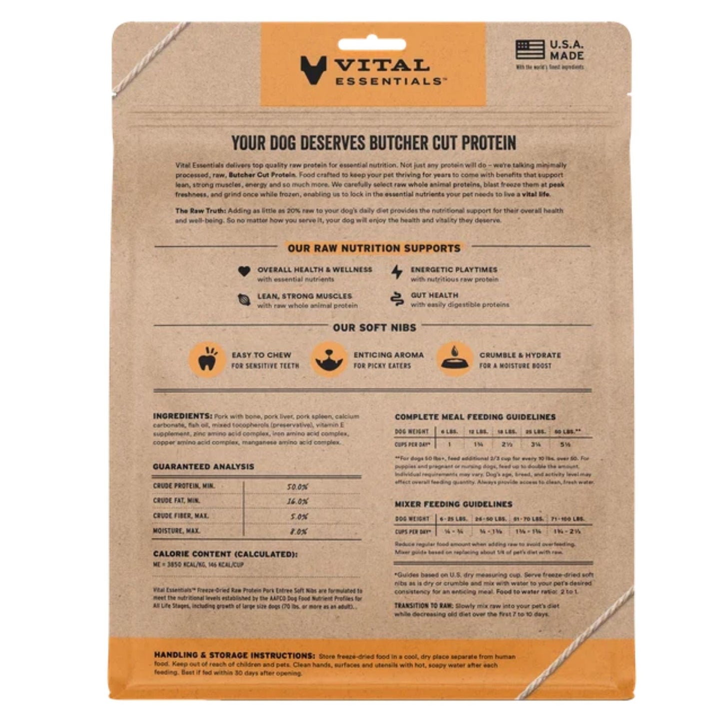 Vital Essentials Dog FD Raw GF Pork Entree & Mixer Soft Nibs 14 oz, view 2