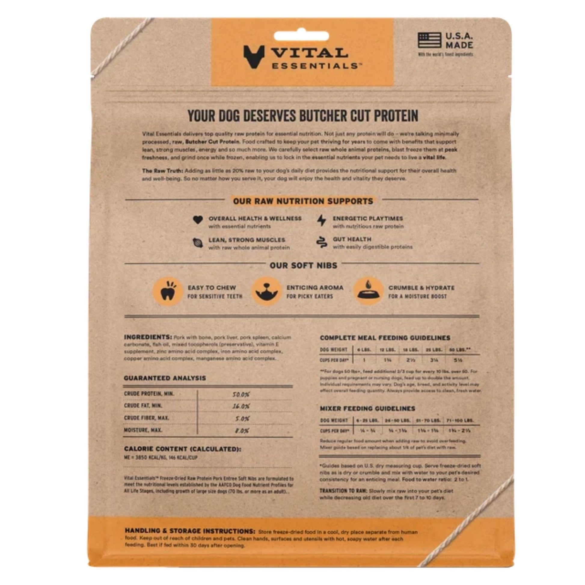 Vital Essentials Dog FD Raw GF Pork Entree & Mixer Soft Nibs 14 oz, view 2