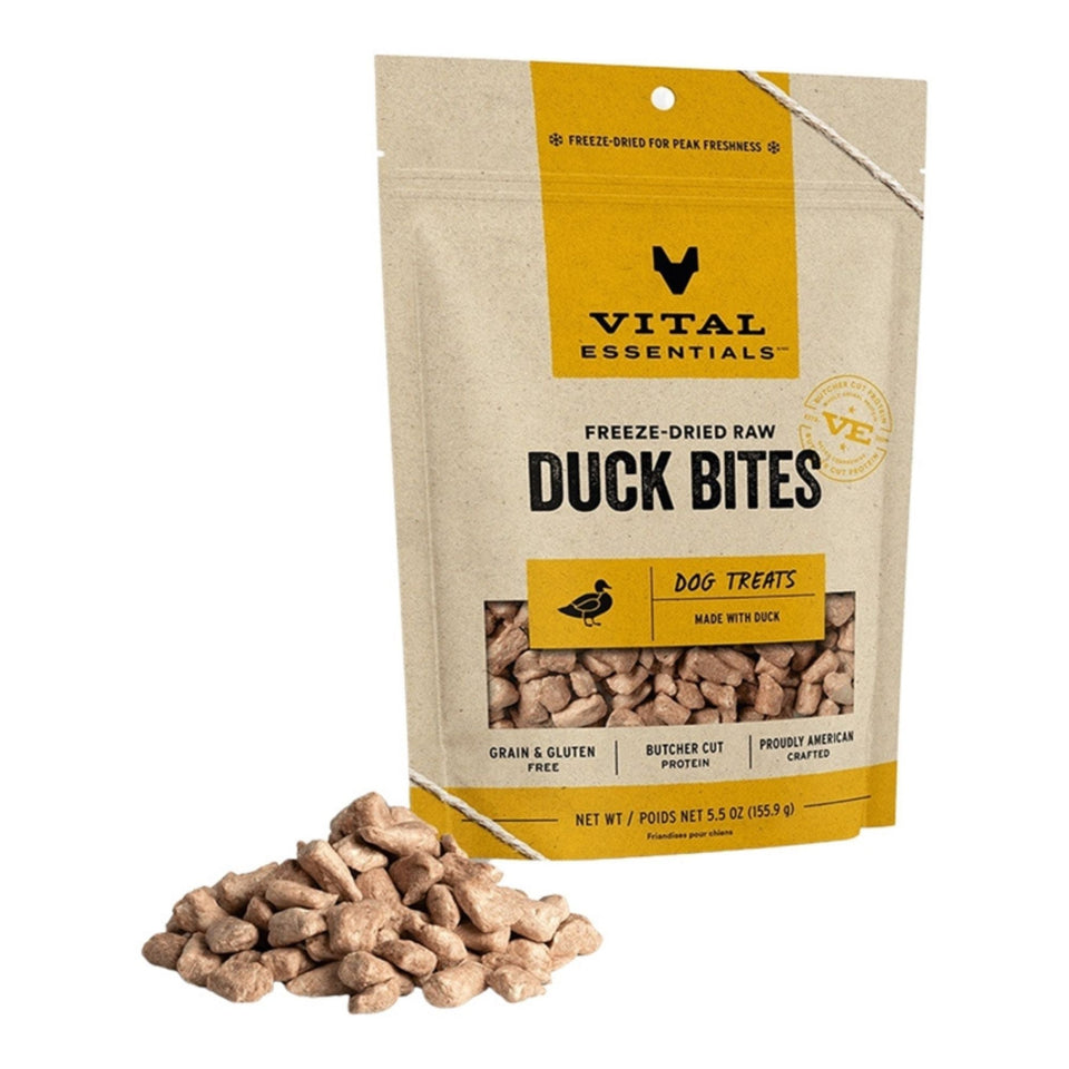 Vital Essentials Dog Freeze-Dried Treat Bites Duck 5.5oz.
