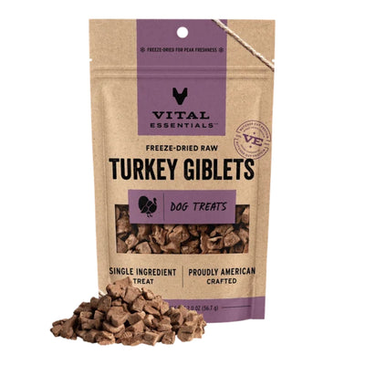 Vital Essentials Dog Freeze-Dried Raw Grain-Free Turkey Giblets Dog Treats 2.0 oz