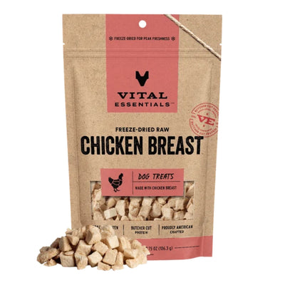 Vital Essentials Dog Freeze-Dried Raw Grain-Free Chicken Breast Dog Treats, 3.75 oz