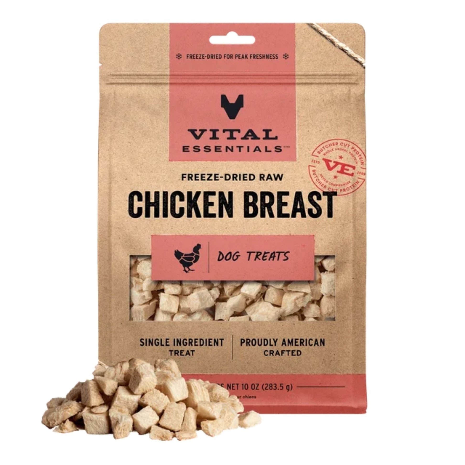 Vital Essentials Dog Freeze-Dried Dog Treat Chicken Breast, 10 oz