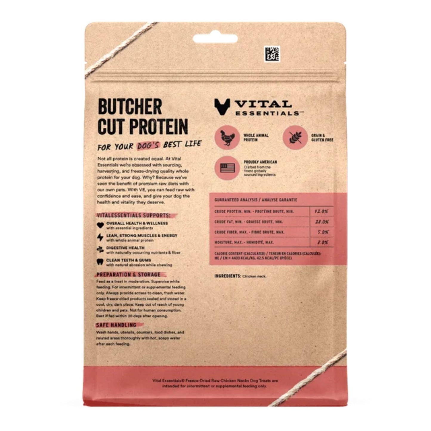 Vital Essentials Dog Freeze-Dried Raw GF Chicken Necks Dog Treats 9 oz, view 3
