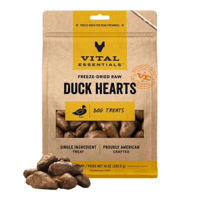 Vital Essentials Dog Freeze Dried Treat Duck Hearts 10oz.