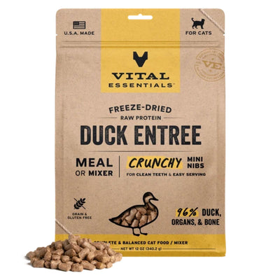 Vital Essentials Cat Freeze-Dried Raw GF Duck Entree Mini Nibs 12 oz