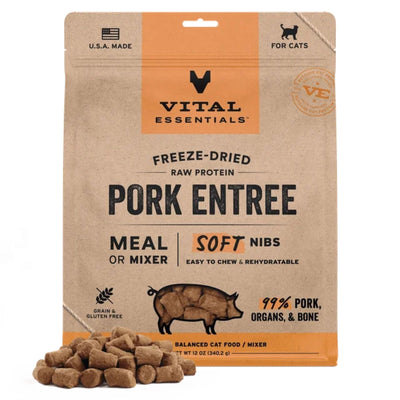 Vital Essentials Cat Freeze-Dried Raw Grain-Free Pork Entree Mini Nibs 12 oz