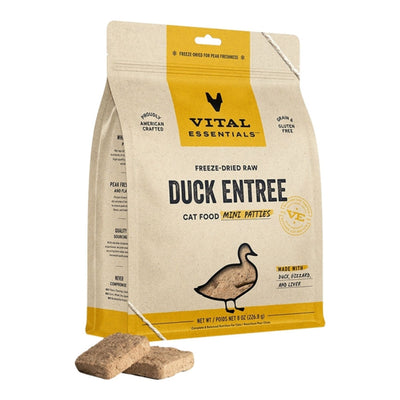 Vital Essentials Freeze-Dried Raw Duck Mini Patties Cat Food - Grain-Free, 8 oz
