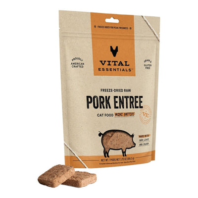 Vital Essentials Cat Freeze-Dried Raw Grain-Free Pork Entree Mini Patties 3.75 oz